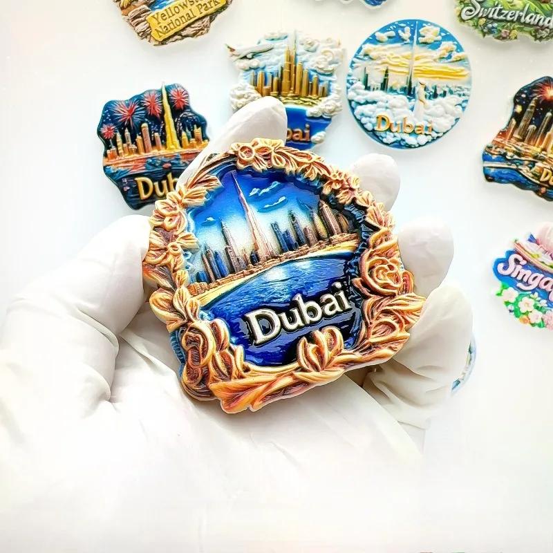 Dubai Fridge Stickers Burj Khalifa Tower Souvenirs Photo Wall Magnetic Stickers Home Decoration Wedding Gifts
