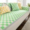 Summer Plaid Sofa Cover Ice Silk Mat Anti-Slip Mat Fresh Printing Living Room Sofa Cover Towel Universal Furniture Decoration