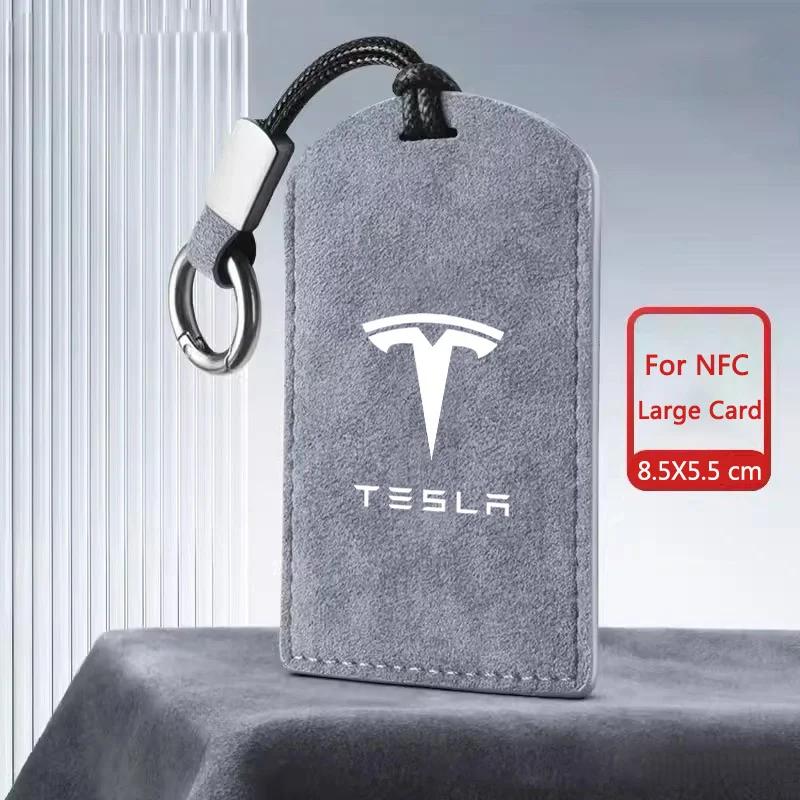 Car Sticker 2025 Hot Suede Car NFC Card Key Case Cover Key Shell Holder Protector Bag For Tesla Model 3 Model Y 2020 Keychain Ca