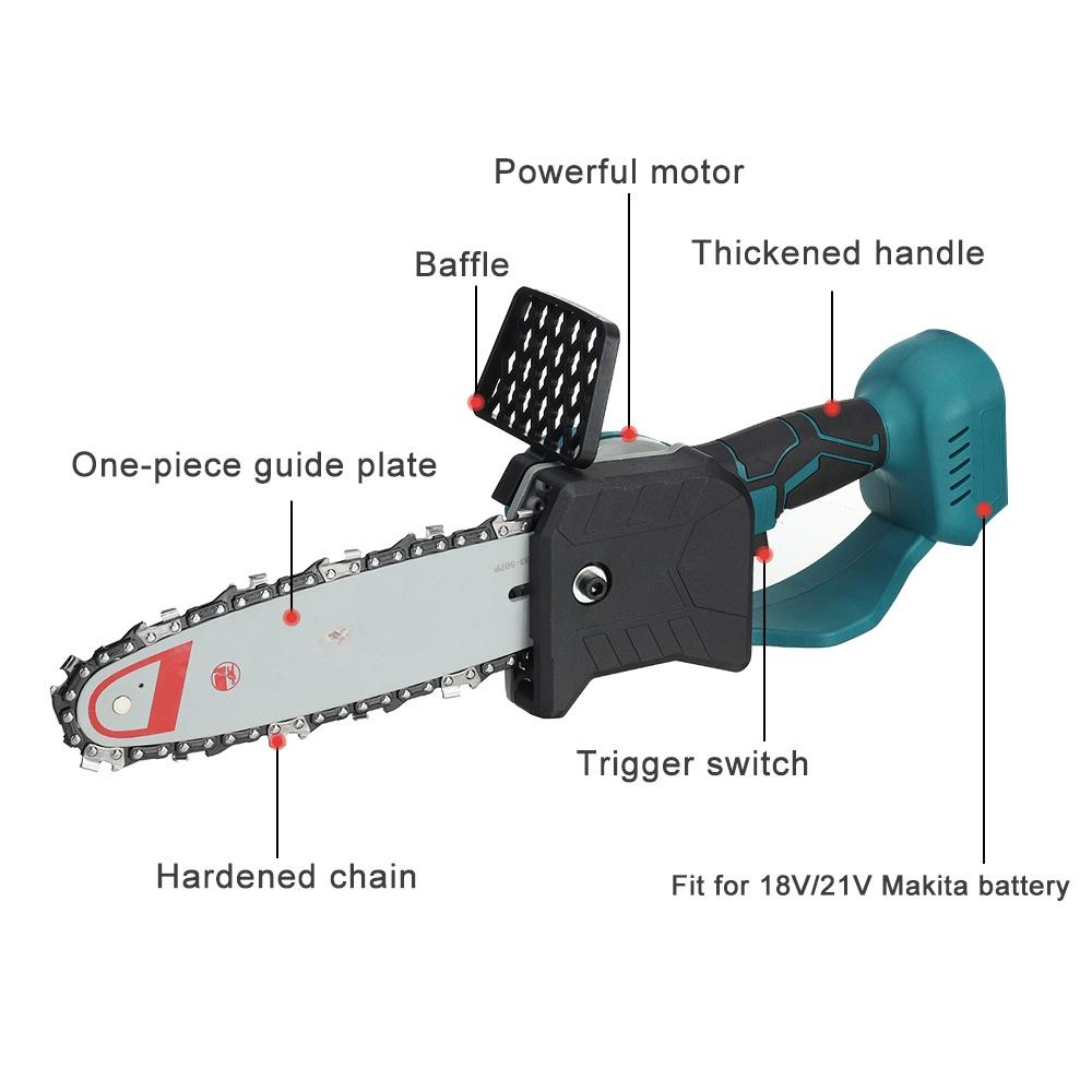 2500W Brushless Electric Chain Saw 10 Inches Rechargable Garden Woodworking Power Tools Wood Cutter For 18V Battery