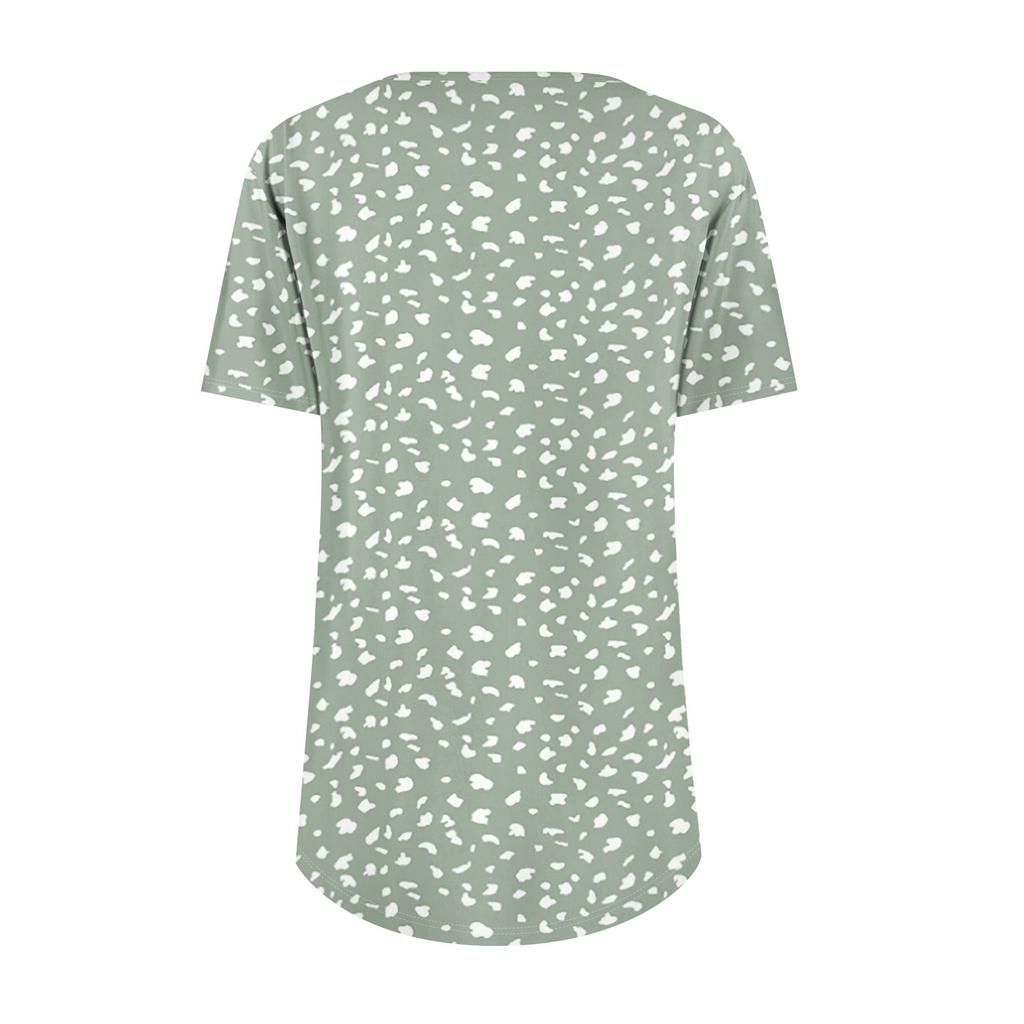 Women's Fashion Casual Pleated V Neck Short Sleeve T-Shirt Tops