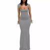 Women's Summer Sleeve-covered Square Collar Elegant Casual Long Form-fitting Evening Dress