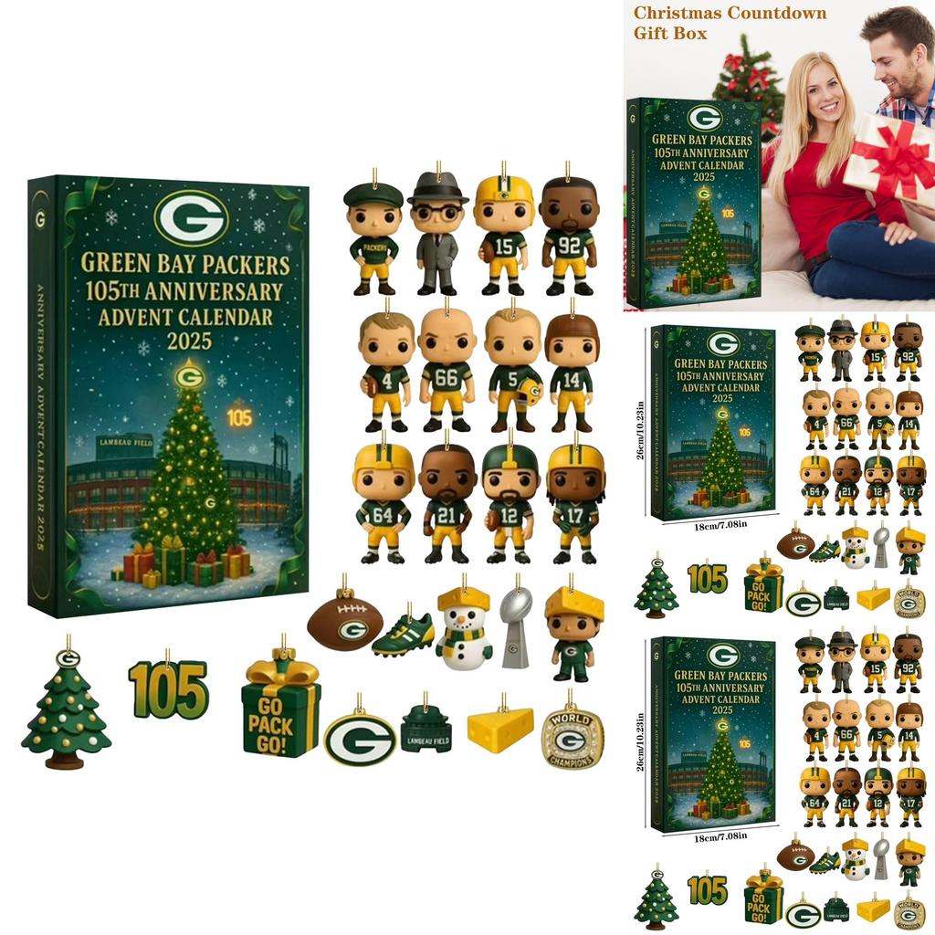Green Bay Packers Jubiläums-Adventskalender Acryl Weihnachtsdeko Geschenk für Sportfans