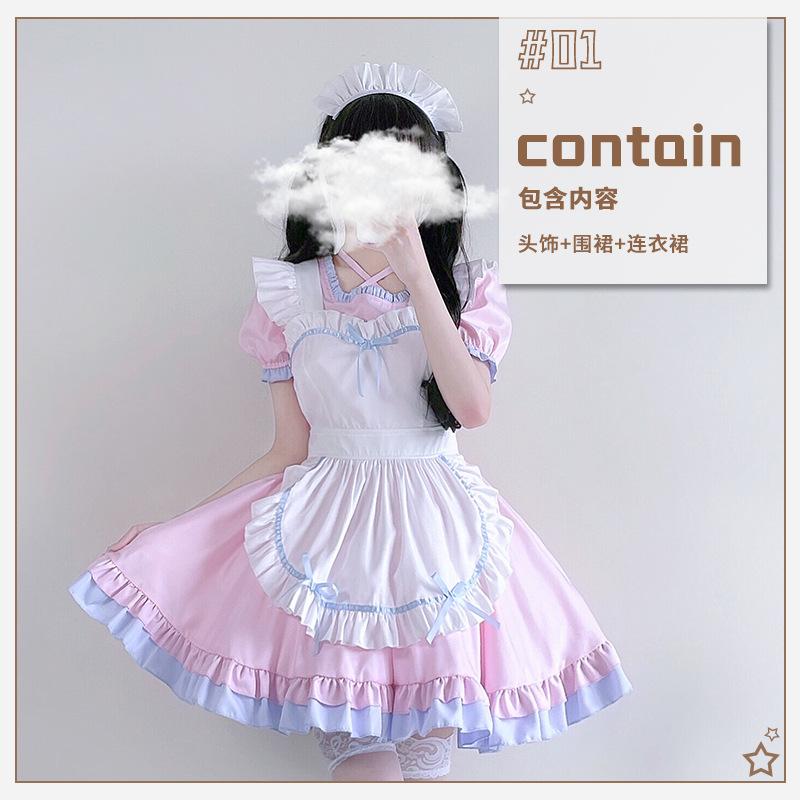 Japanese black and white cos cafe maid costume cosplay anime costume lolita lolita dress