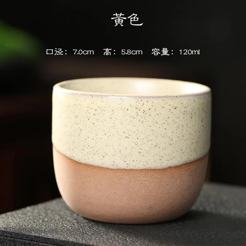 

1/2pcs Coarse pottery Craft Ceramic Retro Chinese Kung Fu Teacup Round Creative Ceramic Matte Glaze Coffee Drinking Utensils 2pcs