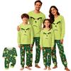 Christmas Print Matching Family Pajama Set Long Sleeve Neck Top and Pants for Parents and Kids