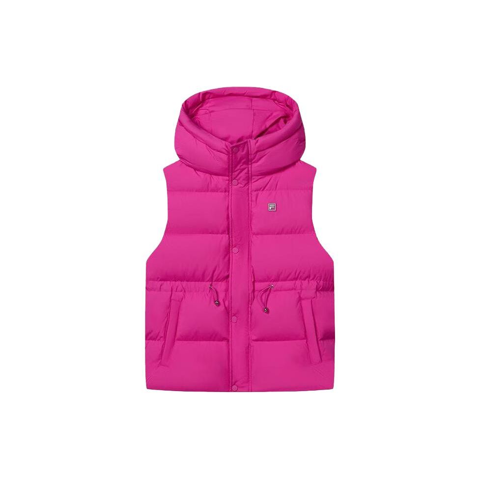 

FILA Solid Color Zip Hooded Sleeveless Down Vest Women vests Daisy-Purple F11W344922F-PU L