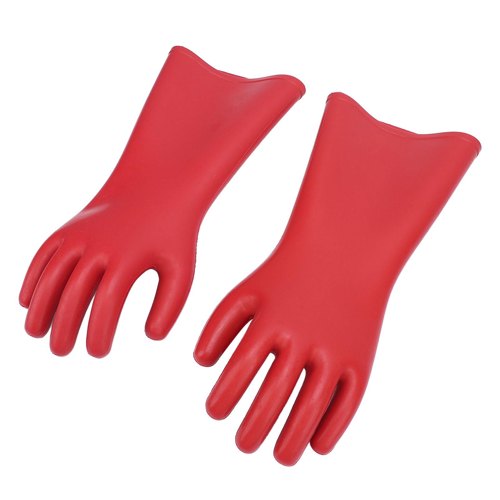 

2 Pcs Electrical Insulated Gloves Red Rubber 12kv High Voltage Resistant Anti Cutting Piercing Electrician Gloves