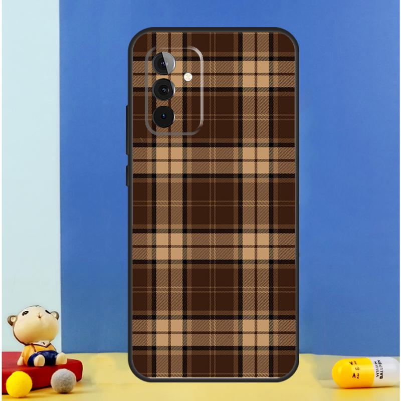 Brown Plaid Cover For Samsung Galaxy A52 A32 A22 A12 A13 A23 A33 A53 A51 A71 A15 A25 A14 A34 A54 Case
