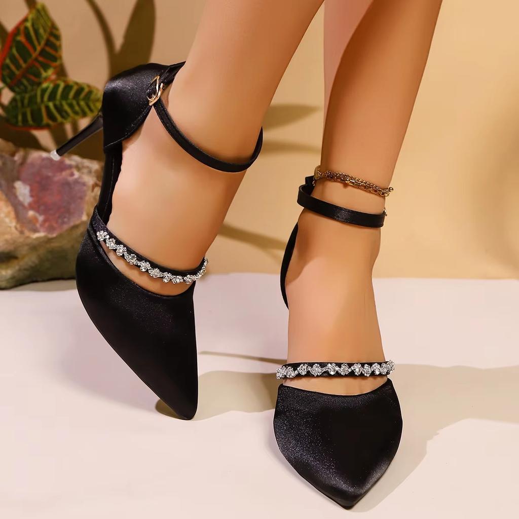 2025 Women's Pointed Sexy High Heels Female Office Girl Temperament Black Patent Leather Wedding Stiletto Mary Jane Bridal Shoes