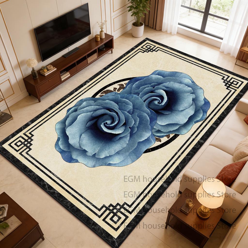 European Style Flower Carpet Luxury Living Room Decor Bedroom Customizable Floor Mat Antiskid Washable Study Lounge Rugs Bedroom