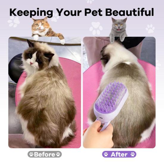 Cat Steam Brush for Shedding Pet Spa Brush Self-Cleaning Pet Grooming Comb Foldable Massage Brush for Cats Dogs