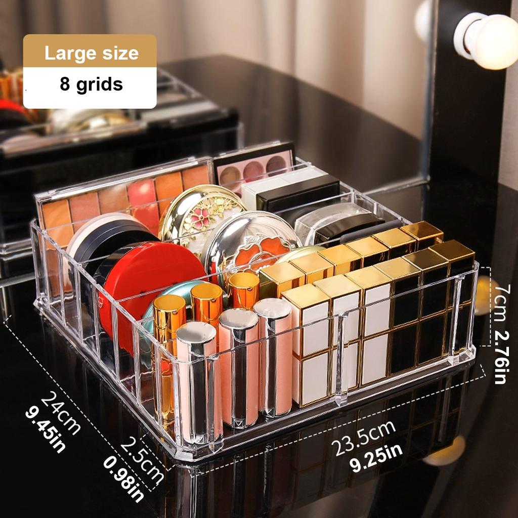 1pc Transparent cosmetic storage box, eye shadow color palette and lipstick storage box, desktop cosmetic finishing box