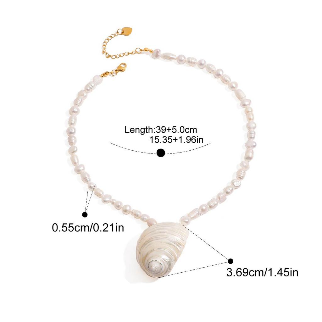 Yori Natural Baroque Freshwater Pearl Clavicle Necklace Vacation Beach Stainless Steel Charm Jewelry Trendy