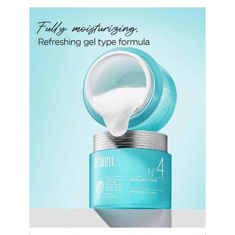 Acwell Aqua Clinity Crème 50ml - Hydratant Apaisant 24h Pour le Visage, Idéal Pour les Peaux Sensibles - Gel Non Collant et Rafraîchissant