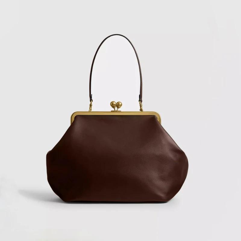 

Branded Women s Shoulder Bag Luxury Clip Clutch Large Capacity Metal Frame Handbag Fashion Seashell Design Elegant Evening Bag темно-коричневого