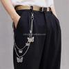 Design Punk Streetwear Butterfly Biker Chain Jeans Pants Fashion Women Key Chain Belt Double Layers Trousers Chain for Men Women