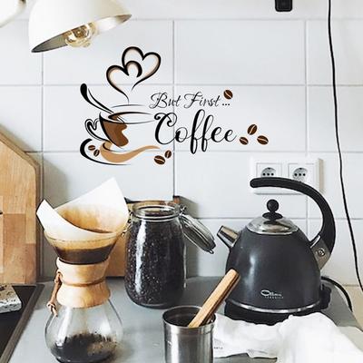 Creative Living Room English Coffee Cup Pattern Self-adhesive Wallpaper Home Decoration Wall Stickers
