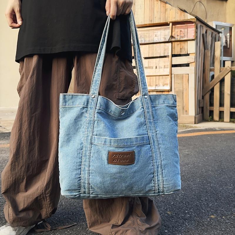 Vintage Women's Handbag, Denim Shoulder Bag, Large Capacity, Suitable for Daily Wear or Work Use