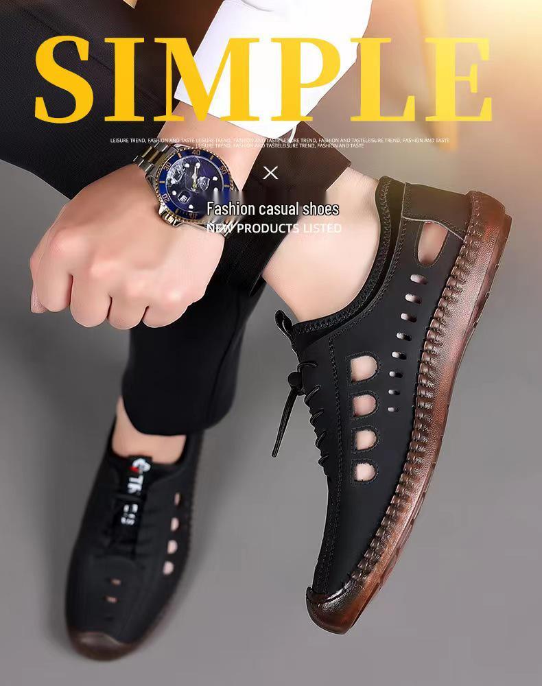 Men's Summer Breathable Leather Sandals - Lightweight, Soft Sole, Versatile Casual Shoes for Fashionable Comfort