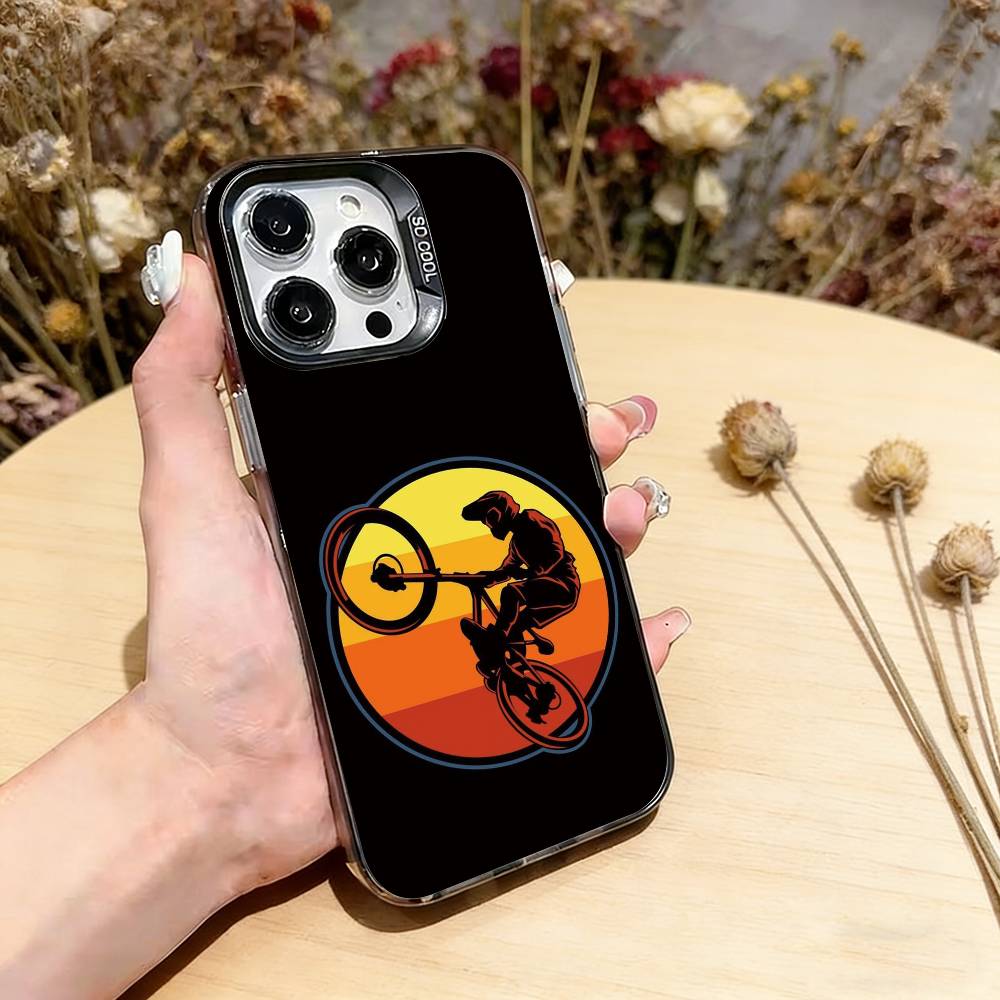 

Mountain Bike Bicycle Phone Case For iPhone 17,16,15,14,13,12,11 Plus,Pro Max,XS,Colorful Silver Phone case Funda Cover iPhone16Pro