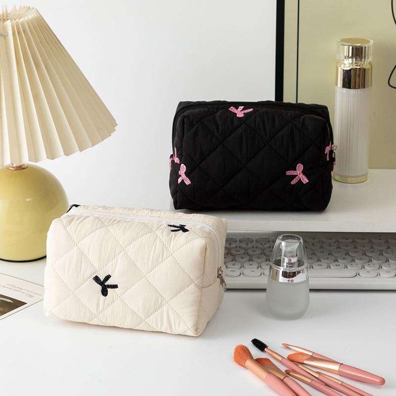 Bolsa de Maquiagem com Laço Fofo Organizador de Maquiagem Estético Necessaire de Viagem Armazenamento de Maquiagem Portátil Para Mulheres