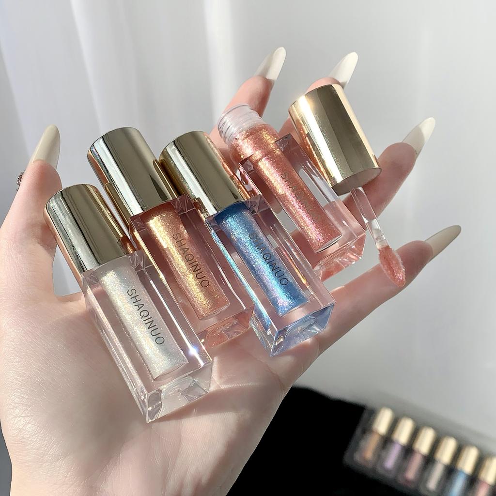 SHAQINUO Glittering Mirror Lip Glaze Set, Watery Shimmering Light Lip Gloss Makeup 6 , Hydrating Moisturizing, Long Lasting