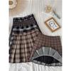 High Waist A- Line Plaid JK Pleated Skirt High Waist Gingham JK Pleated Skirt