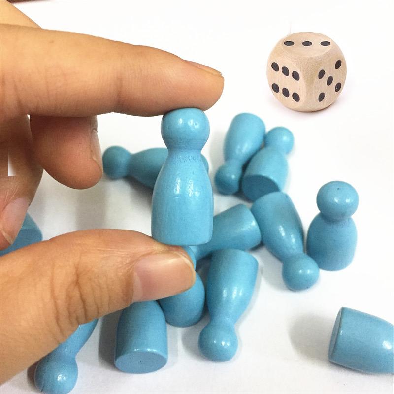 16Pcs Children'S Humanoid Wooden Puzzle Game Wooden Board Game Chess Pieces Humanoid Checkers Pieces Flying Chess