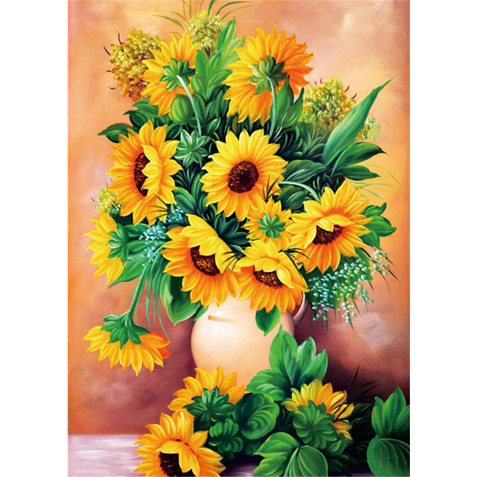 5D DIY Diamond Painting Flower Rhinestone Rose Picture Full Round Embroidery Cross Stitch Kit Mosaic Vase Decoration Gift