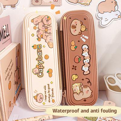 Niedliches Federmäppchen mit Cartoon-Capybara-Motiv, große Kapazität, schmutzabweisend, tragbare Bleistifttasche, ästhetisches Briefpapier, Büro- und Schulbedarf