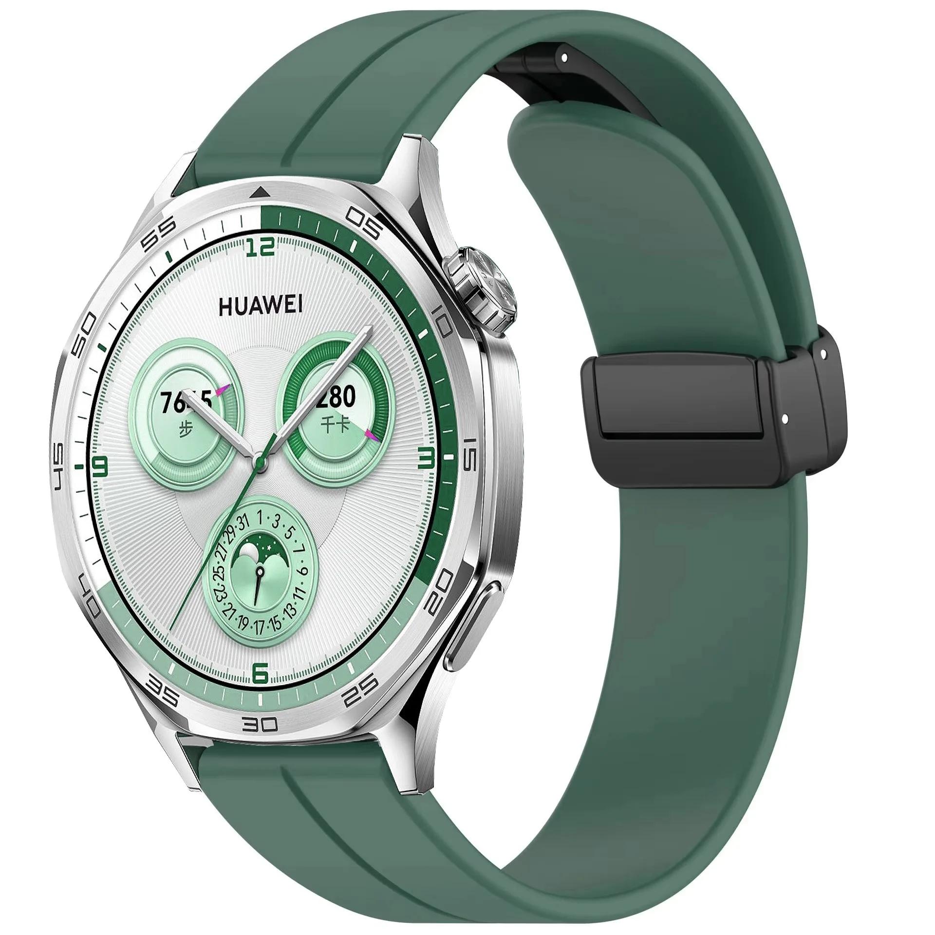 

20 22mm Magnetic buckle Strap for Huawei Watch GT6/5/4/GT6 Pro 4 3 2 46mm Silicone Bracelet for Amazfit Balance 2/GTR/GTS 4 Band For Width 22mm армия зеленый