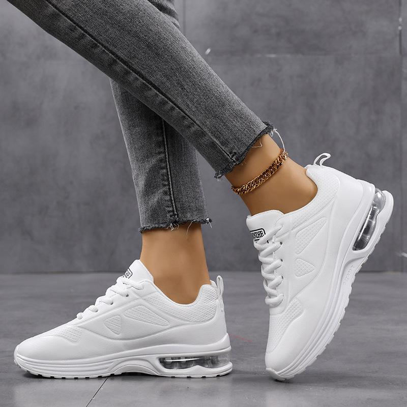 Women Fashion Air-cushion Sneakers PU Leather Running Shoes Anti-slip Outdoor Sports Shoes Elastic Gym Trainers