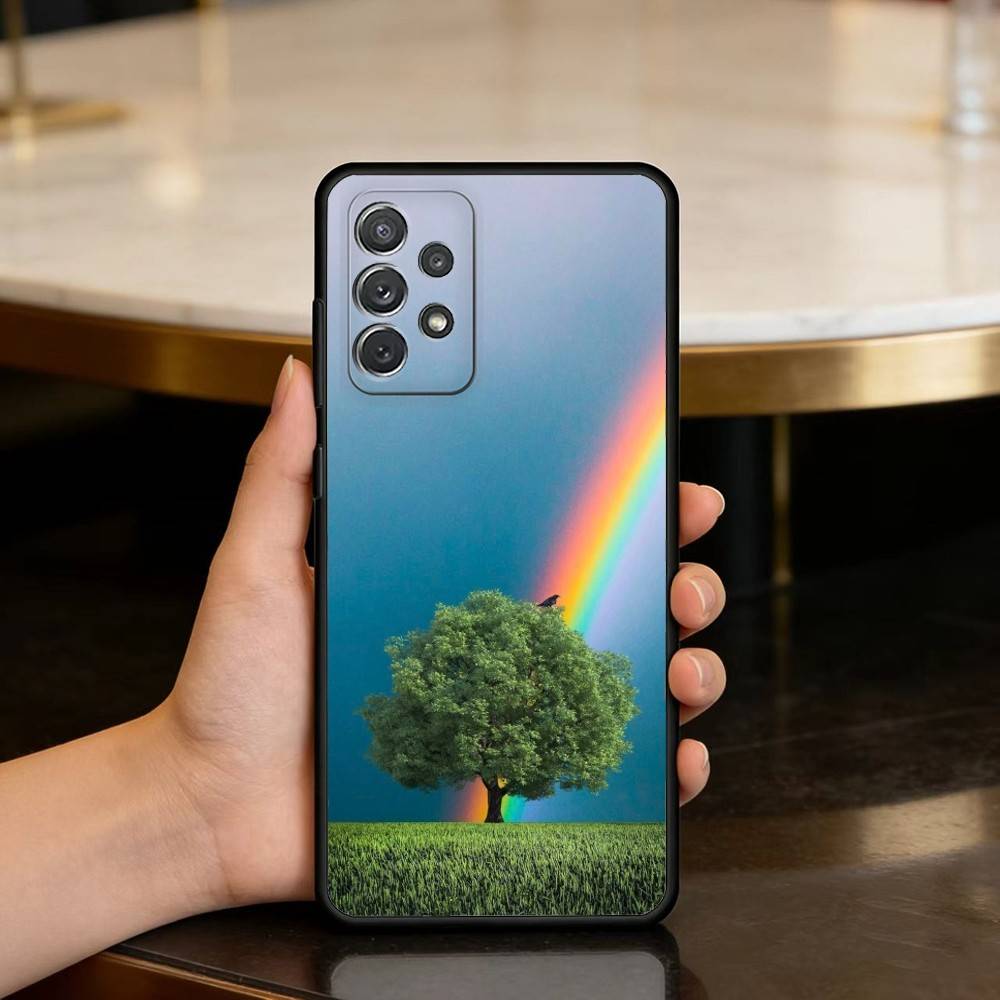 

S-Shining Art Rainbow Soft Silicone Black Cover Phone Case For Samsung Galaxy A73,A72,A71,A70,A53,A52,A51 Samsung a42 5g