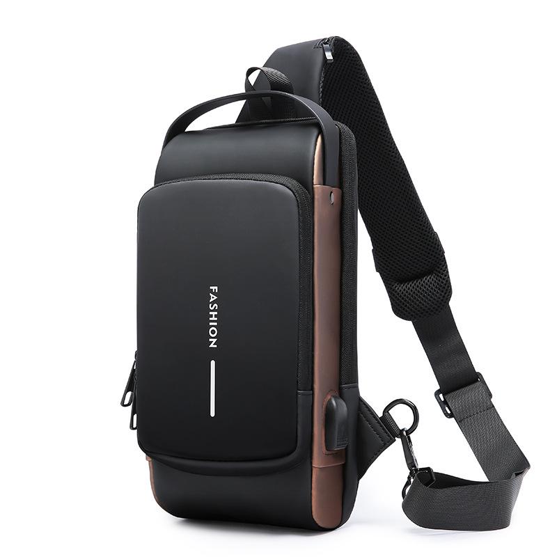 Men's Waterproof Anti-Theft Crossbody Bag with Combination Lock - Nylon Chest Pack for Motorcycle