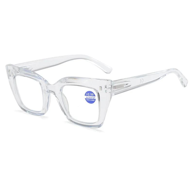 New Anti Blue Light Reading Glasses with Stylish Thick Frame and Large Frame Color Blocking Glasses Diopter To +4.0 Unisex