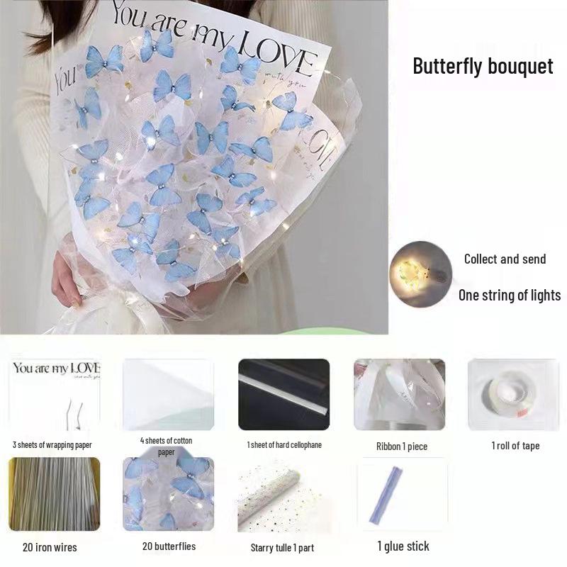 Valentine's Day DIY Simulation Butterfly Bouquet Kit - Handmade Gift with High-End Feel