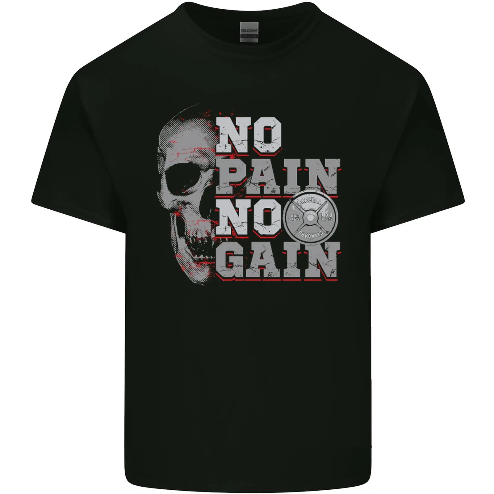 No Pain No Gain Gym Training Top Fitness T Shirt New 100% Cotton Short Sleeve O-Neck T-shirt Casual Mens Top - Men s Summer C... S разноцветный