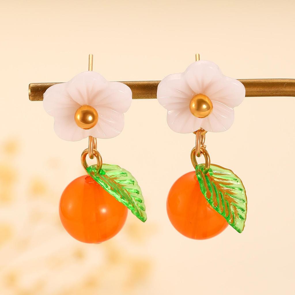 Módní Kreativní Design Sladké Kumquat Oranžové Ovocné Náušnice Pro Ženy