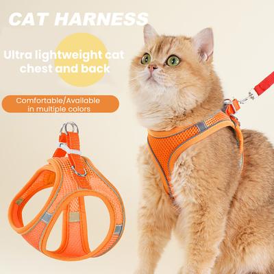 Reflektierende Haustiergeschirr-Weste Atmungsaktives Mesh Hunde-Katzengeschirr mit verstellbaren Gurten