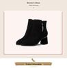 2025 Women's Suede Ankle Boots: Spring & Autumn Mid-Chunky Heel, Slimming Round Toe Design