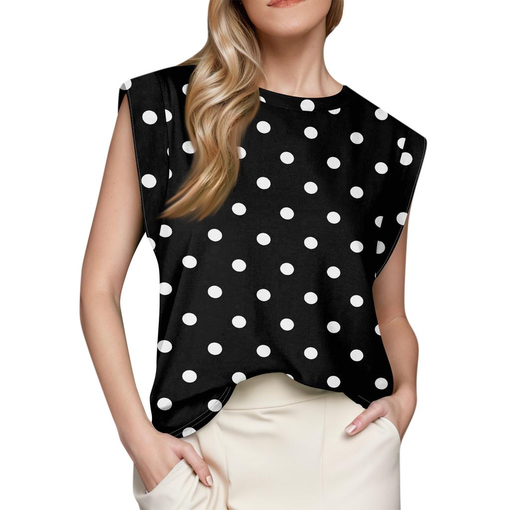 Damen Oberteil mit Flügelärmeln, Sommer, bedruckt, Tanktop, Basic-T-Shirt, lässig, locker