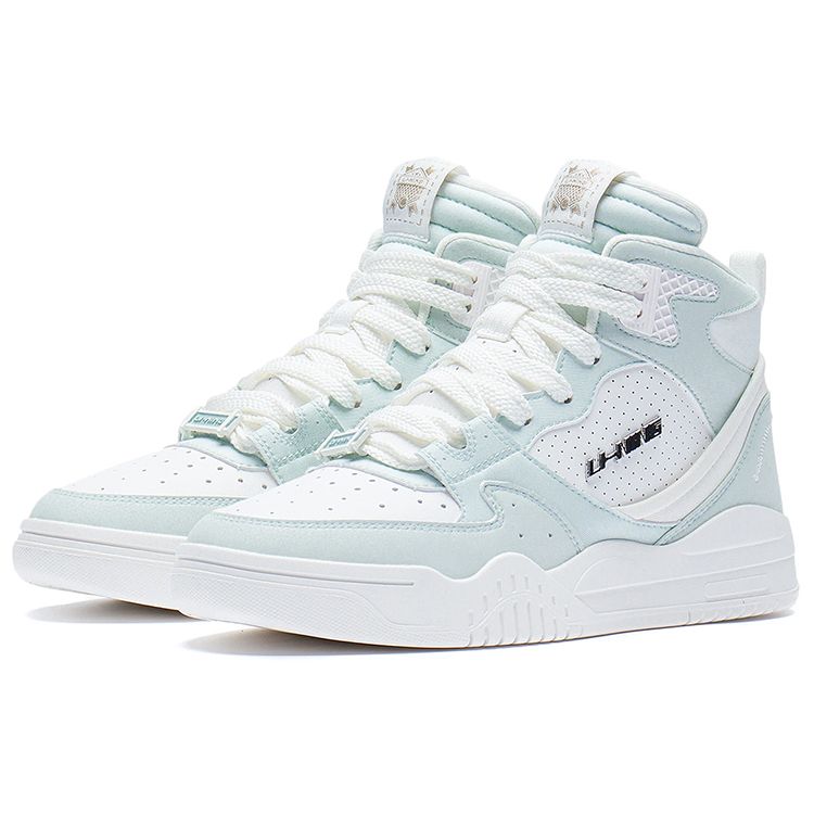 Li-Ning Moon White Comfortable Classic High-Top Sports Casual Shoes Women Sneakers Blue AGCS250-1