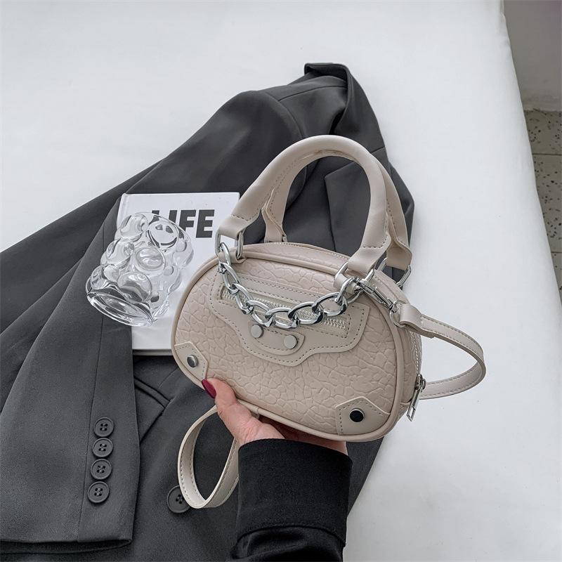 Fortschrittliche Modetasche für Damen, neue, solide PU-Sommer-Designer-Umhängetasche, vielseitige Handtasche, kleine, runde Tasche