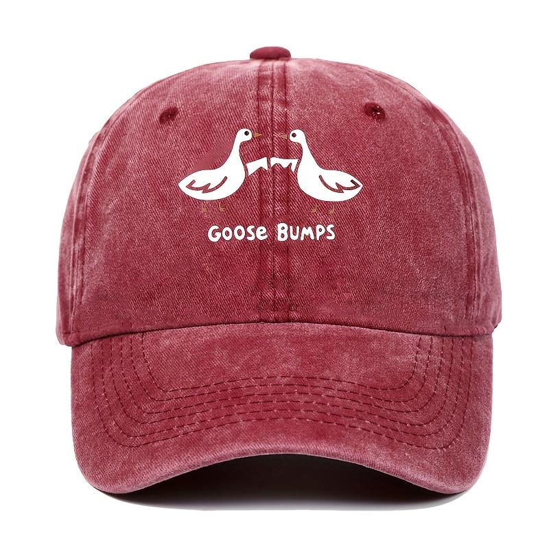 Retro goose print baseball cap with casual dad hat suitable for men's worn-out duck patterned sports hat