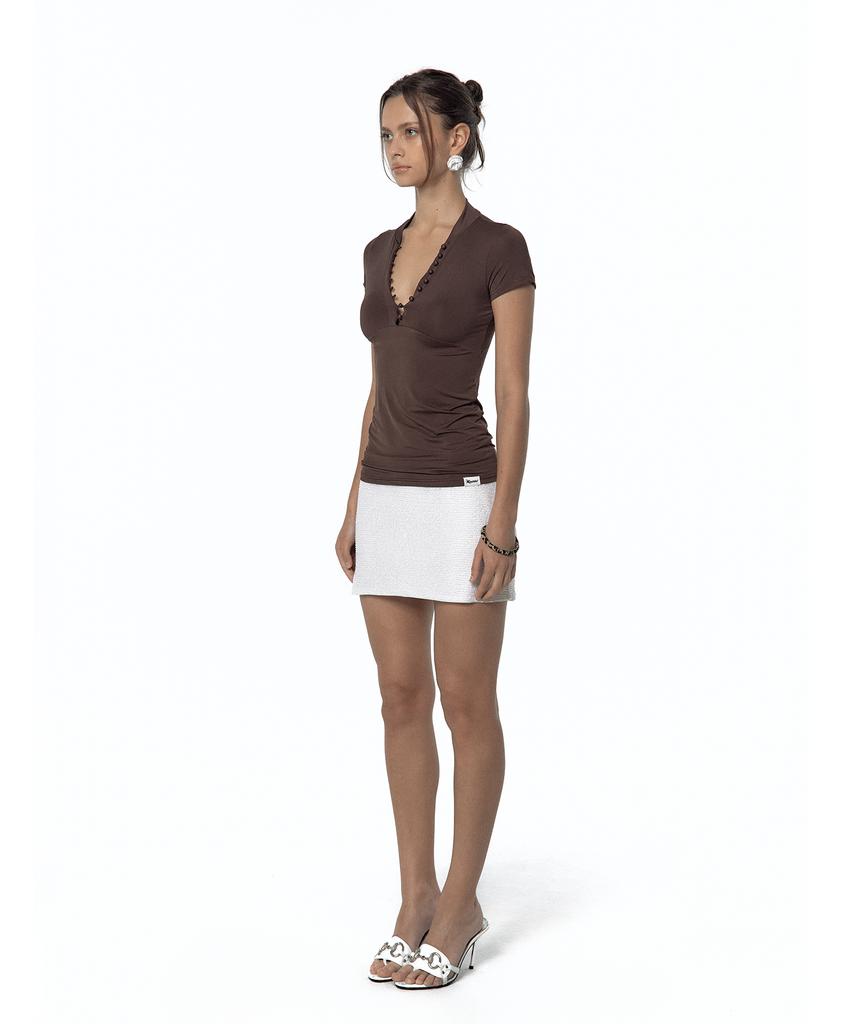 Kasiko Spangle Mini Skirt White