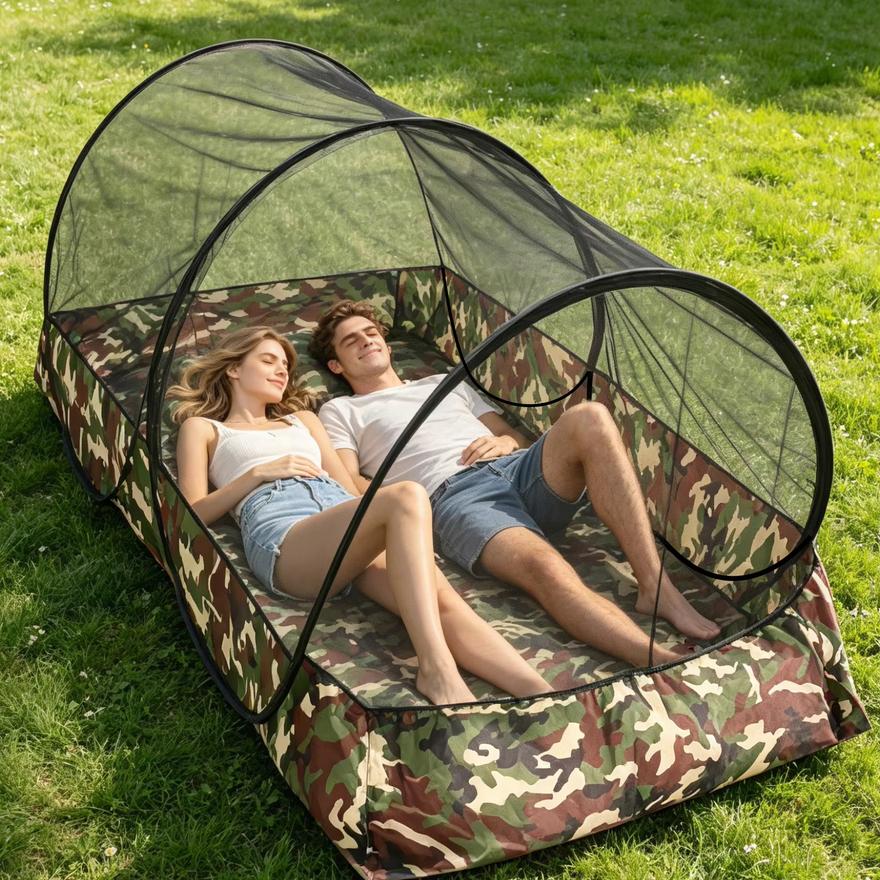 Portable Mosquito Net Tent Pop Up No Installation Required Suitable for Outdoor Camping Travel Cycling Camouflage Style
