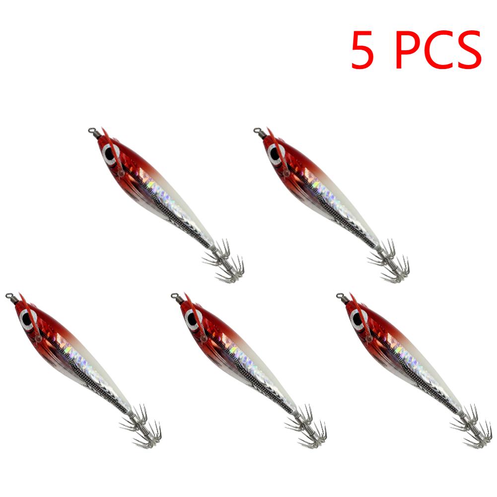 10-1PCS Bionic Shrimp Fishing Lures Horizontal Luminous Squid Jig Hook Sea Fishing Accessories Artificial Bait 9CM Octopus Lure