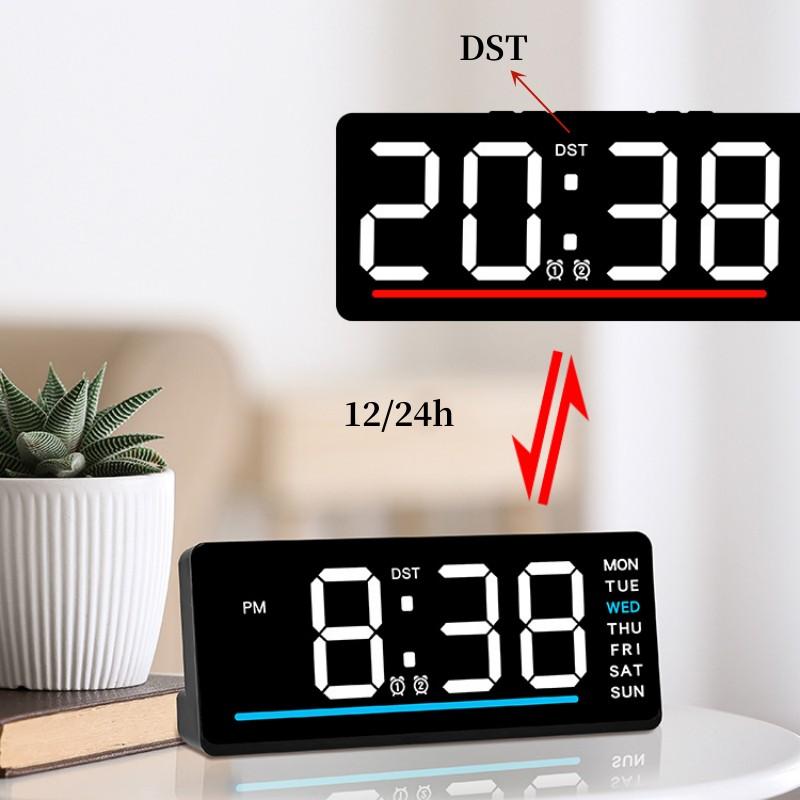 Ceas cu alarmă cu LED digital Data Reglarea temperaturii luminozitate Ceas electronic pentru copii Ceas cu amânare silențioasă 12/24H Alimentat prin USB