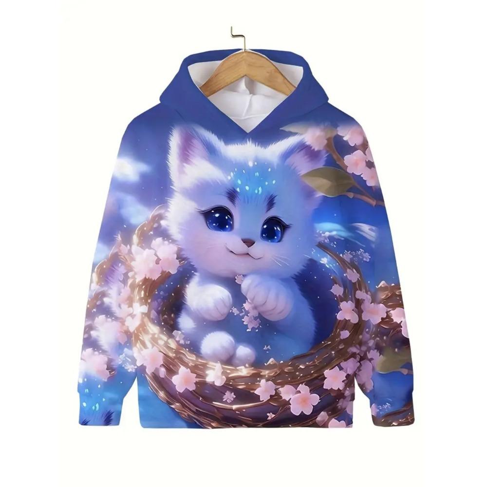 Girls Clothes Hoodies Cute Cat 3D Print Child Sweatshirt Autumn Cartoon Clothes for Children Girl Tops Fashion Children Clothes